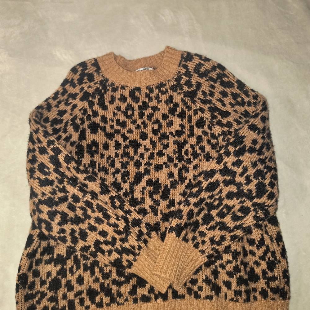 Old Navy Leopard Print Sweater - Black and Brown